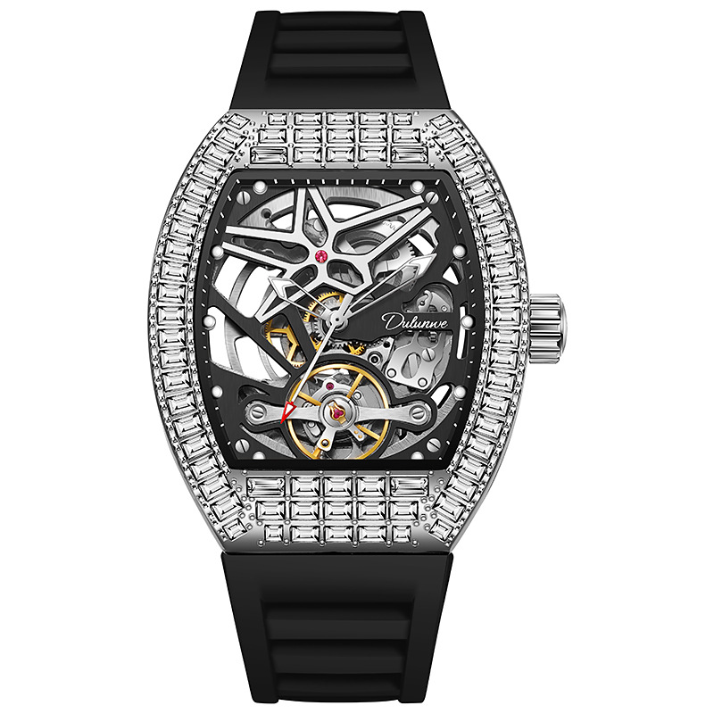Tourbillon Movement Watch - Luxe automatische herenhorloges Trend Diamond Tonneau