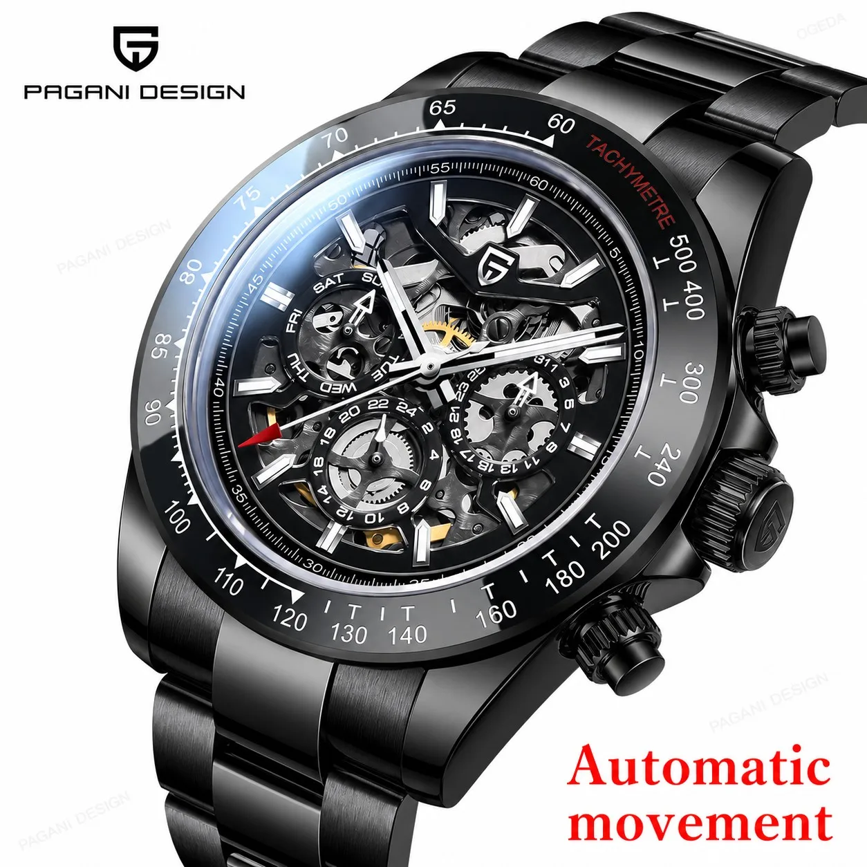 Tourbillon Movement Watch - PAGANI DESIGN Dual Side Hollow automatisch