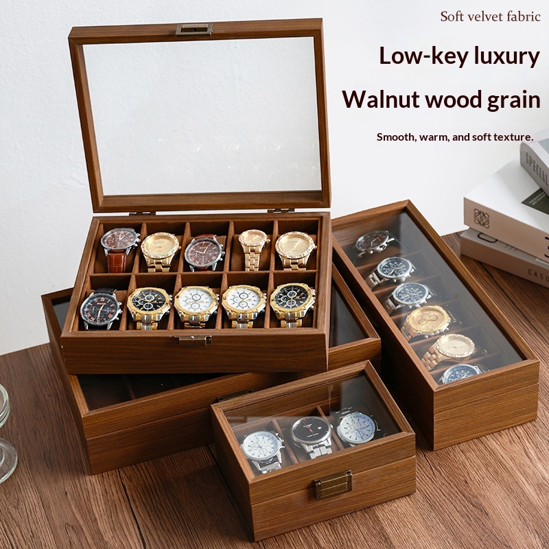 Luxury Watch House - Zwart walnoothouten horloge-opbergdoos Horlogeplaatsingsdoos Luxe houten