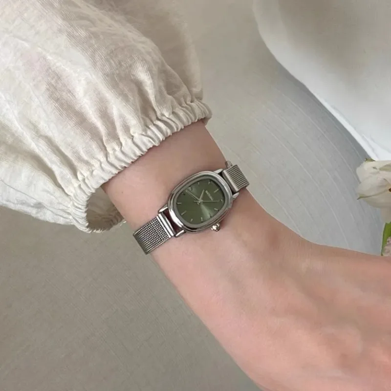 Luxury Watch Straps - Kleine Ovale Wijzerplaat Groen Horloge Eenvoudige