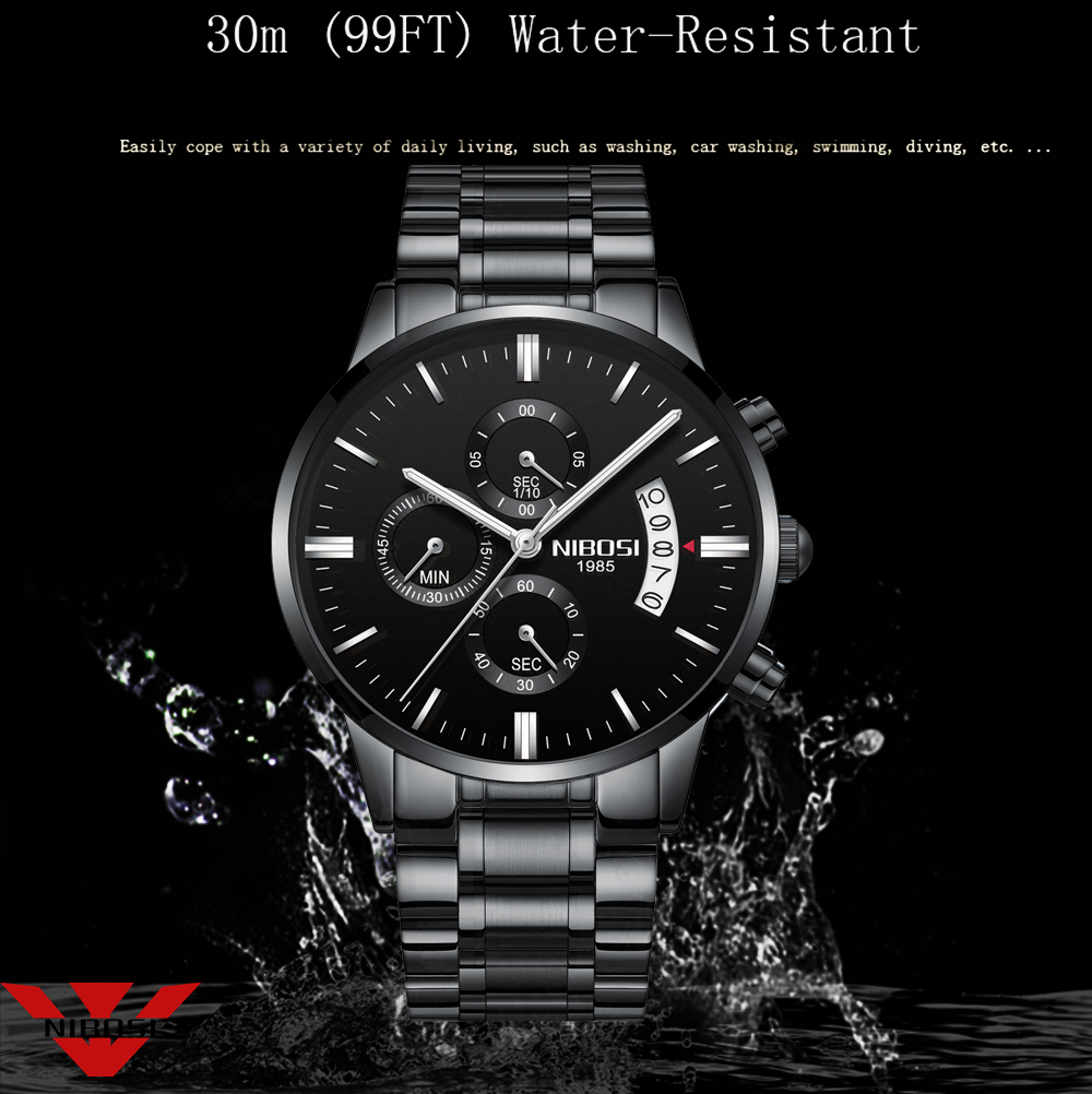 Nibosi Roestvrij Staal Black Q - Luxury Watch Manufacturers recensie en prijs