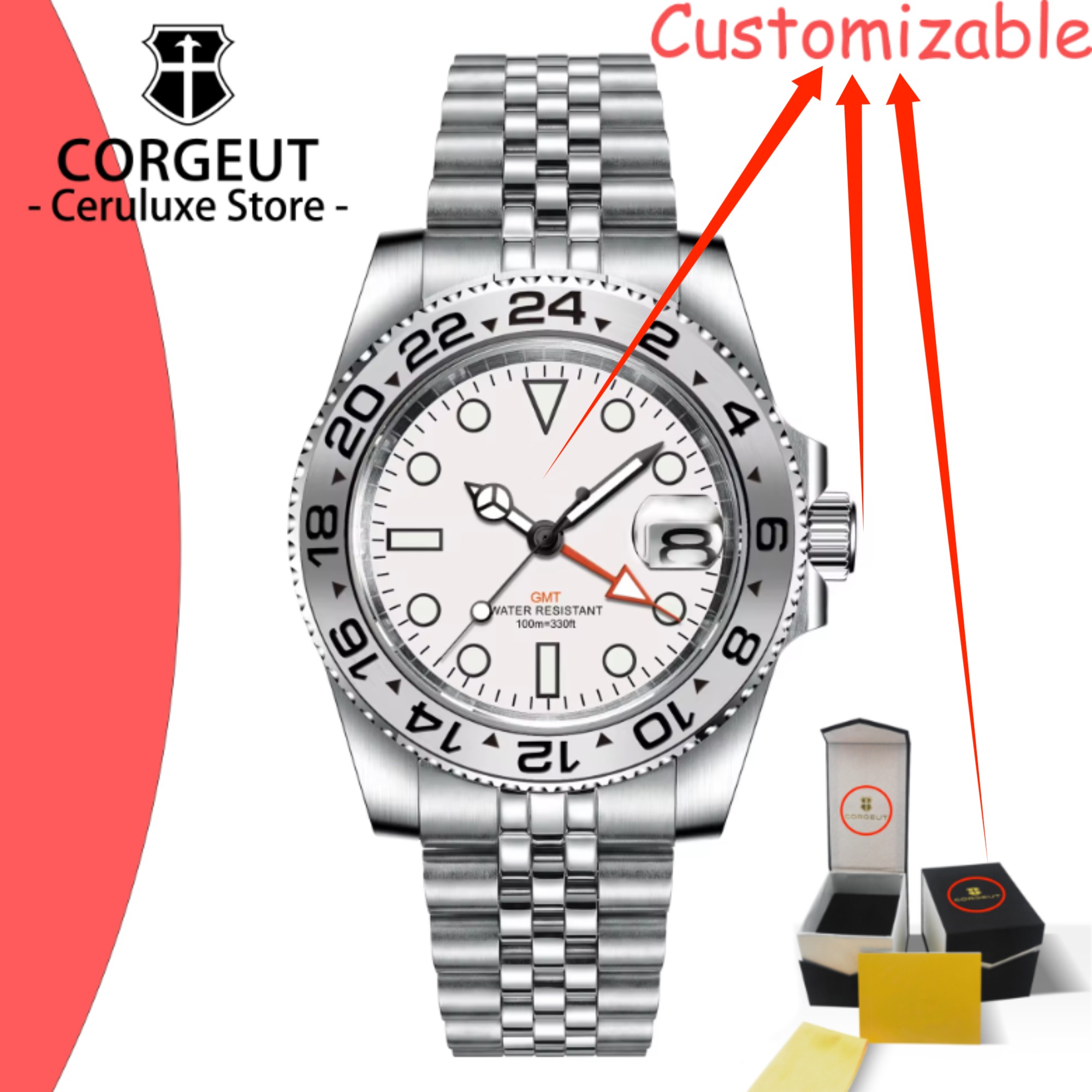 AANGEPASTE Logo 40mm 515 GMT Q - Luxury Watch Brands Logo recensie en prijs
