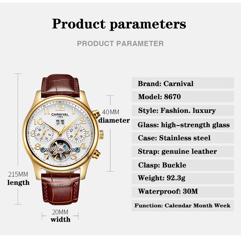 Carnaval Merk Luxe Tourbillon  - Luxury Watch On Sale recensie en prijs
