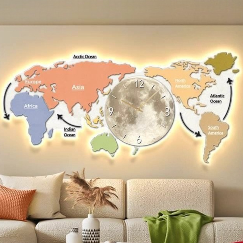 Wereldkaart Glowing Wandklok W - Luxury Watch House recensie en prijs